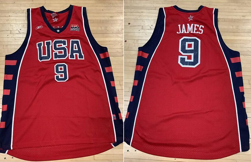 Men's Red USA Basketball #9 Lebron James Stitched Basketball Jersey